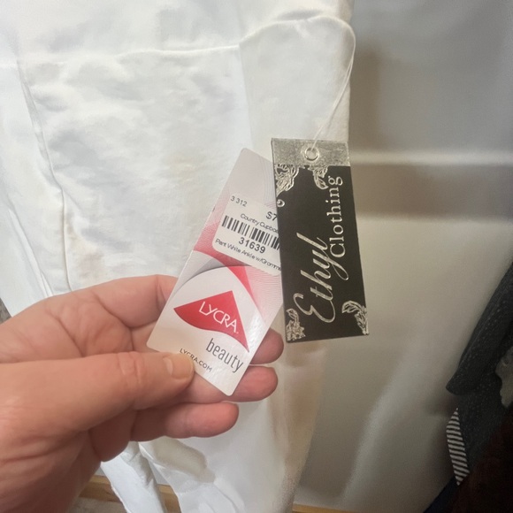 Elyse White Cropped Ankle Pants with Eyelet Detail - Picture 9 of 10